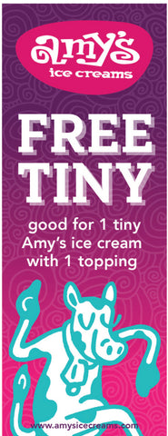 Amy's Ice Creams Gift Certificate - Free Tiny Ice Cream with One Topping