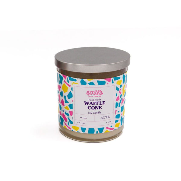 WAFFLE CONE Artisan Candle w lid