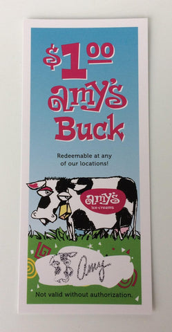 Amy's Ice Creams Amy's Bucks Gift Certificate
